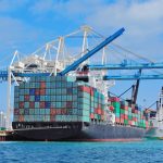 Cargo ship at Miami harbor