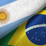 Brazil and Argentina flag together realtions textile cloth fabric texture