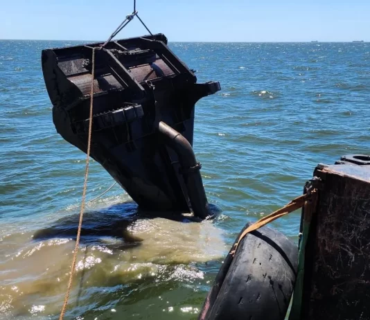 La ANP recuperó el cabezal de dragado de la Draga 11 “21 de Julio” en el canal de acceso al Puerto de Montevideo