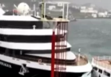 Incidente entre cruceros en el puerto de Ushuaia por fuertes vientos