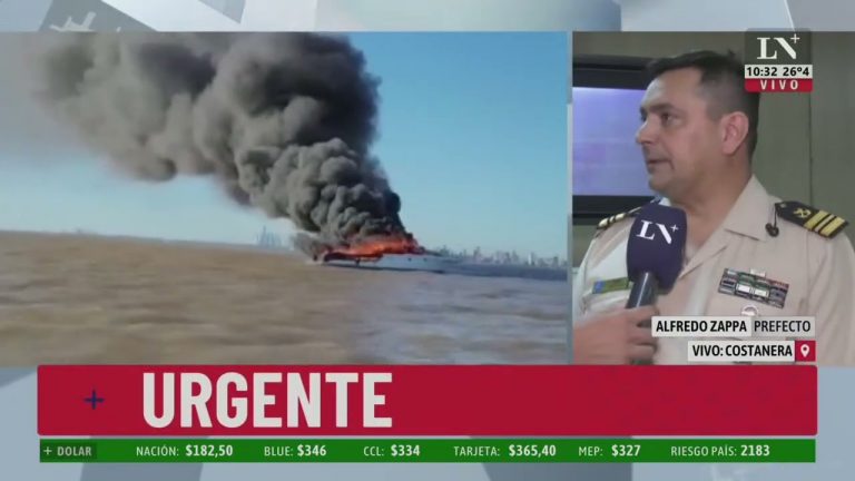Sin víctimas en el incendio de una embarcación privada frente a Buenos Aires