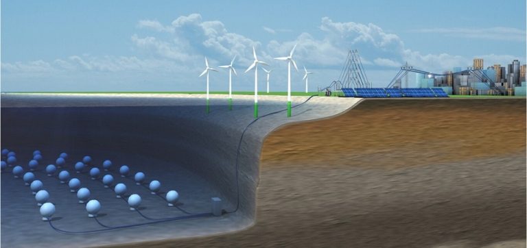 Alemania instala esferas gigantes de hormigón bajo el mar para almacenar energía renovable