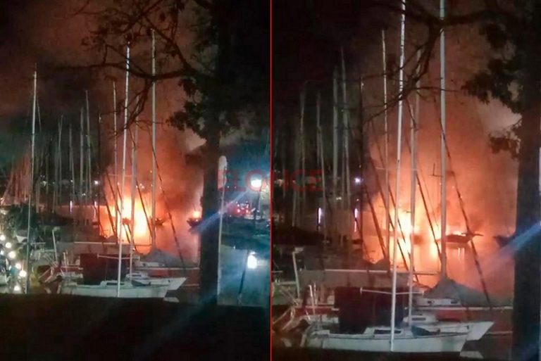 Fuego en el río: voraz incendio destruyó tres embarcaciones en el Náutico de Paraná