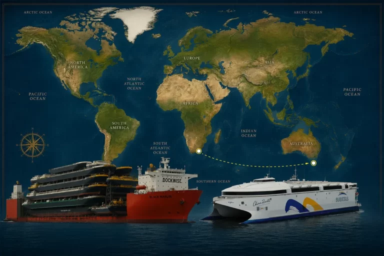 El Black Marlin avanza por el Atlántico rumbo a Sudáfrica en la antesala del traslado del ferry eléctrico de Buquebus